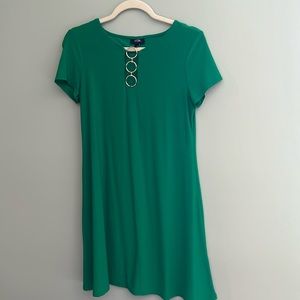MSK short sleeve green dress with gold accents